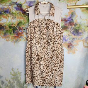 Chicos Zenergy Golf Dress Leopard Print Sleeveless Zip-Up Size 2